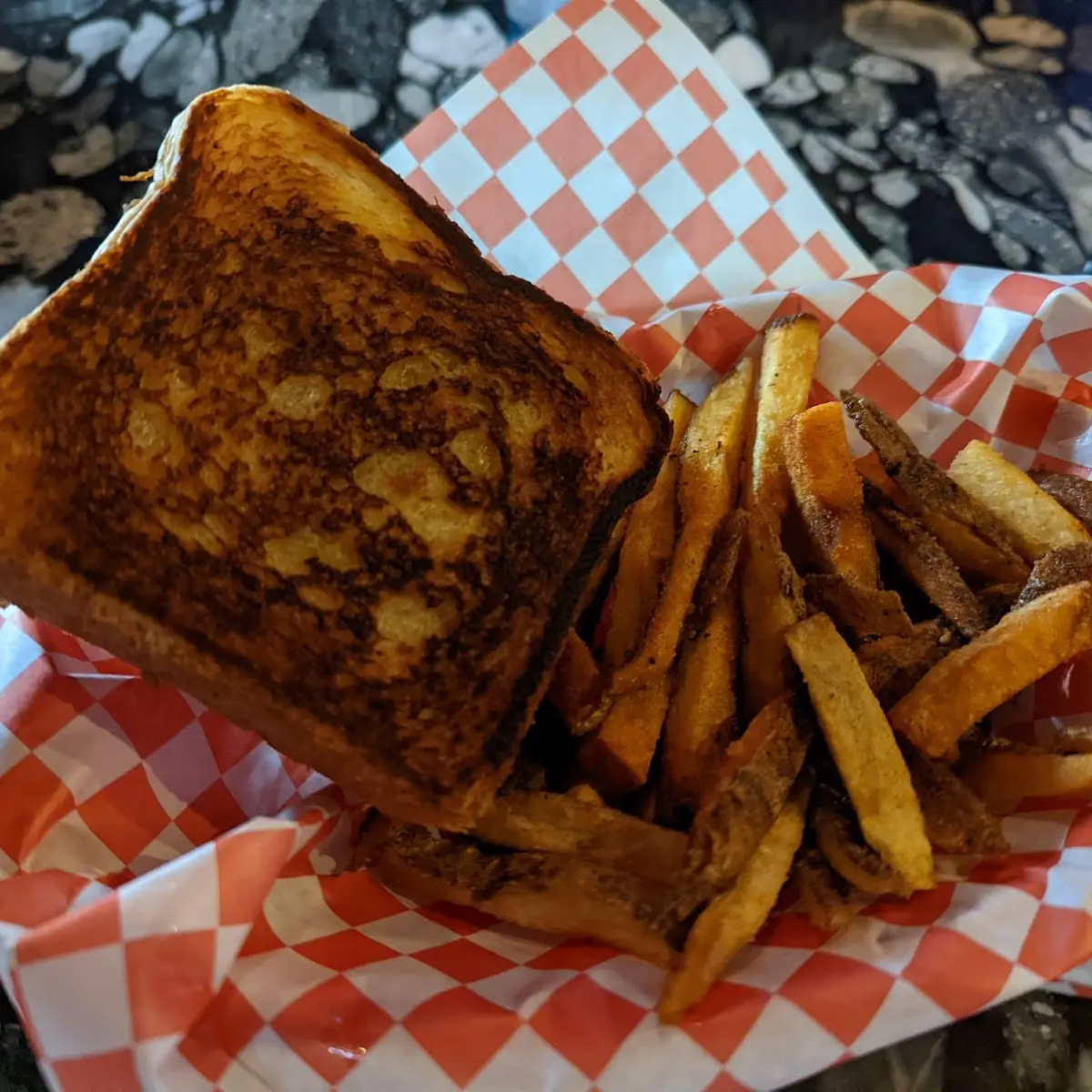 Steak Grilled Cheese and Fries