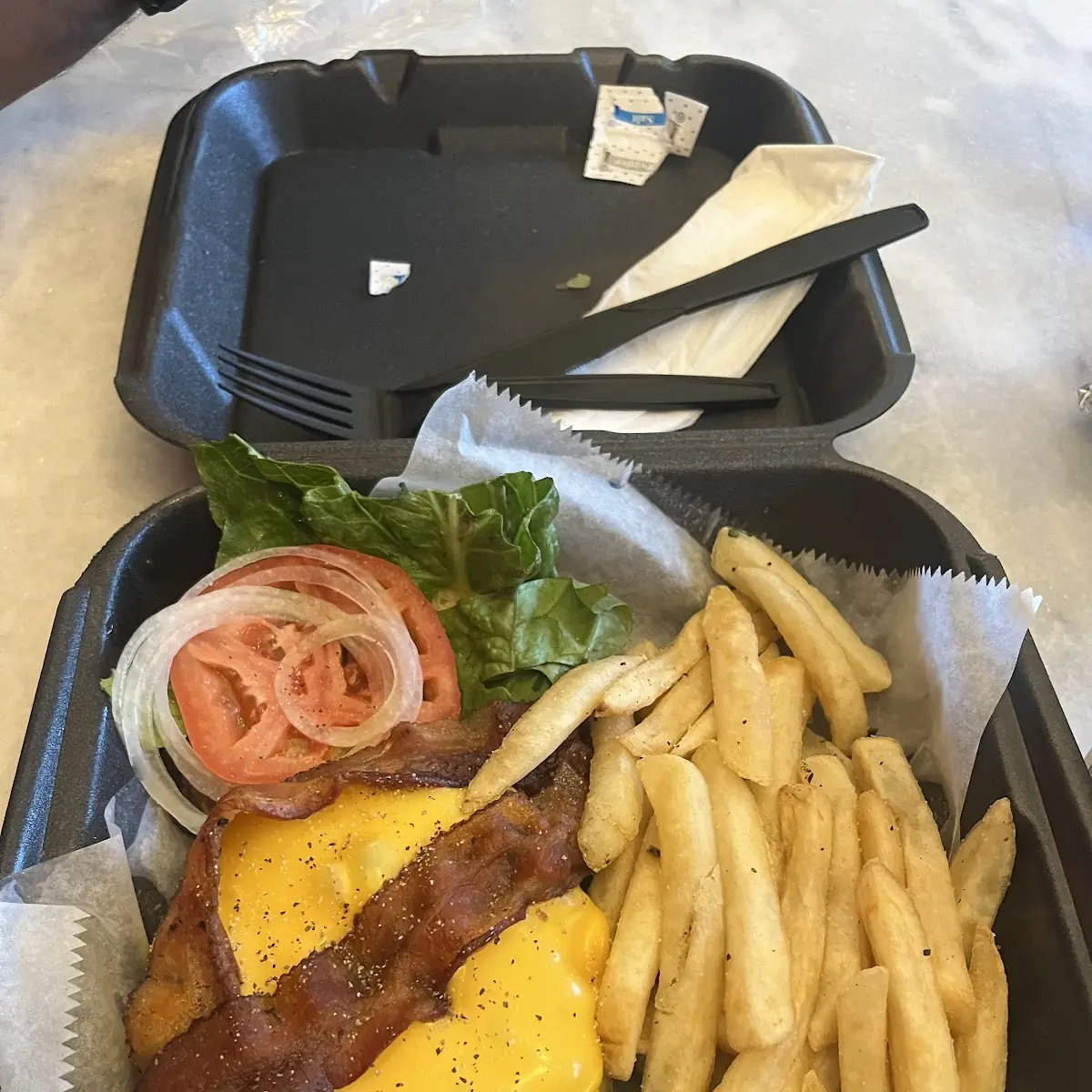 Bacon Cheeseburger with French Fries