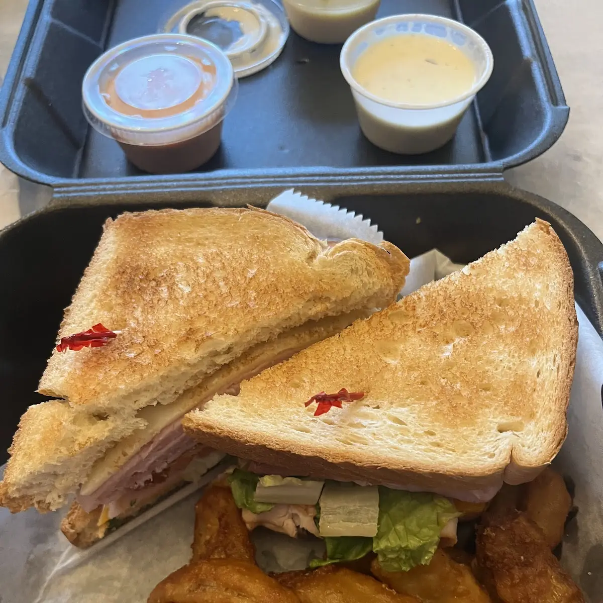 Club Sandwich with Onion Petals