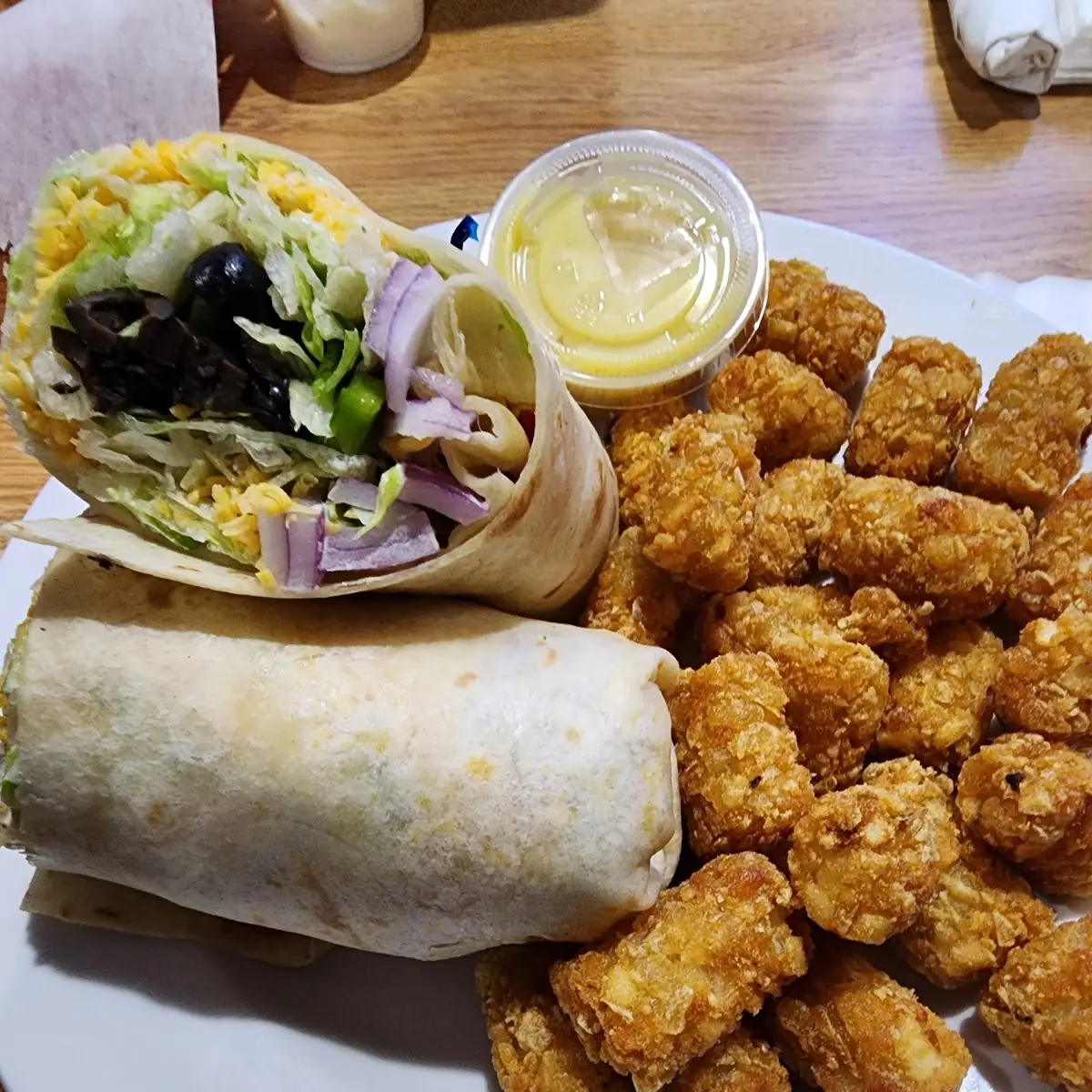 Veggie Wrap and Tots