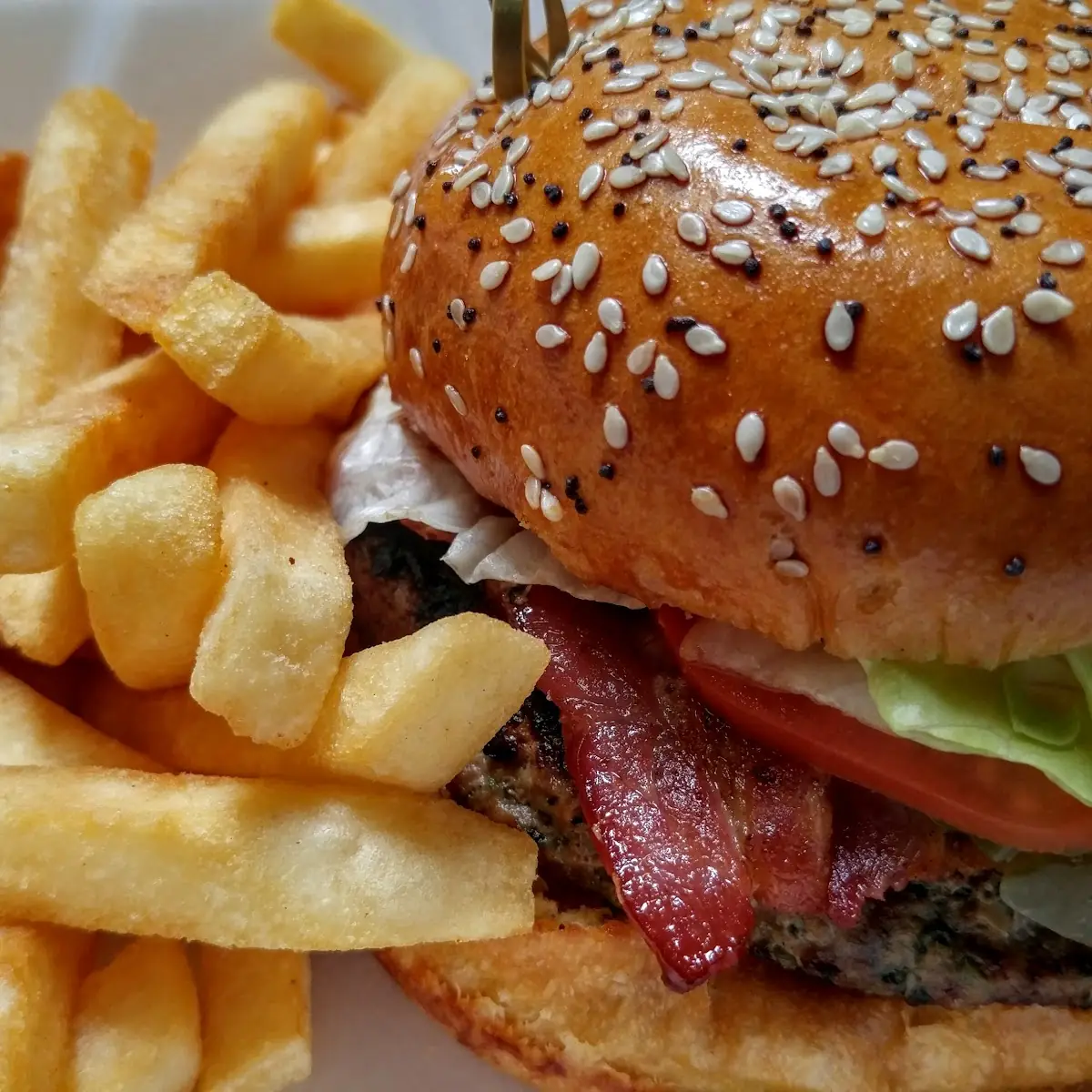 Bacon Burger and Fries