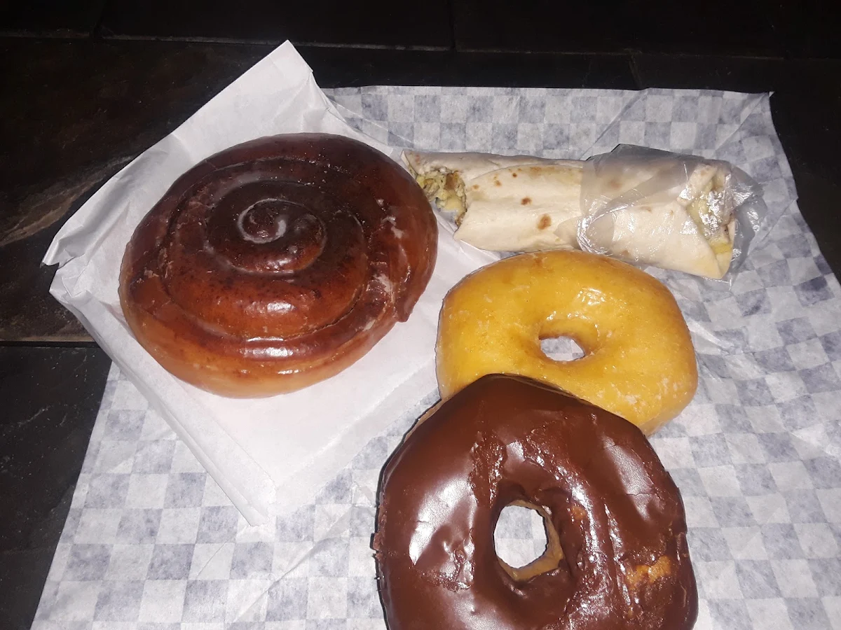 Cinnamon Roll Chocolate Donut Sausage Egg Cheese Burrito