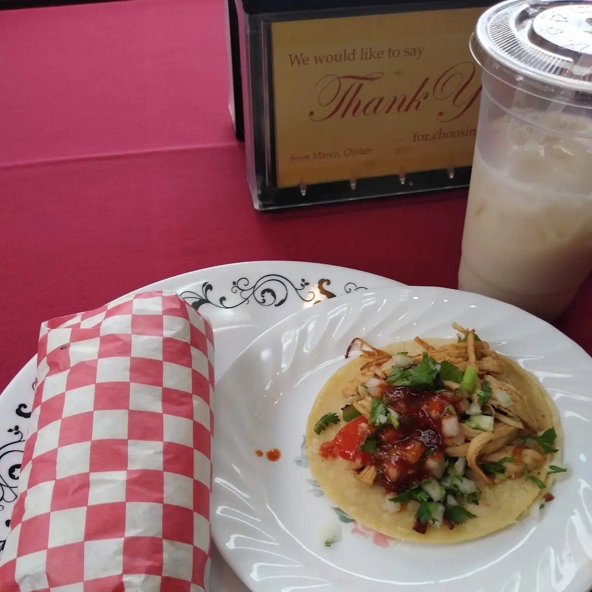 Chicken Burrito & Carne Asada Tacos