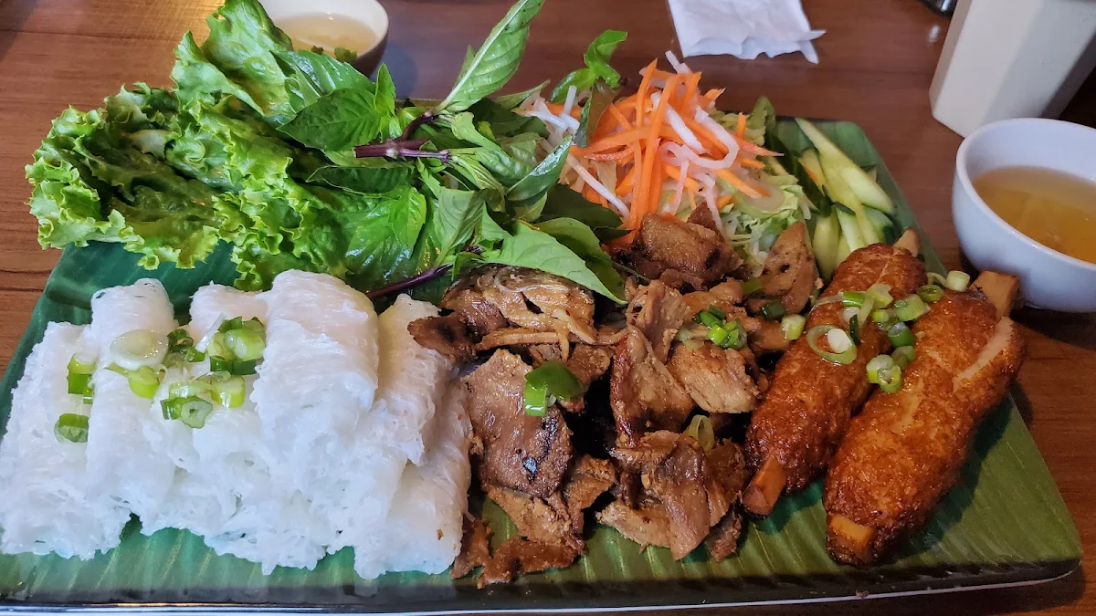 C2 Sugar Cane Prawn & Grilled Pork Slices Served with Vermicelli Roll, Pho 777 Vietnamese Restaurant Langley