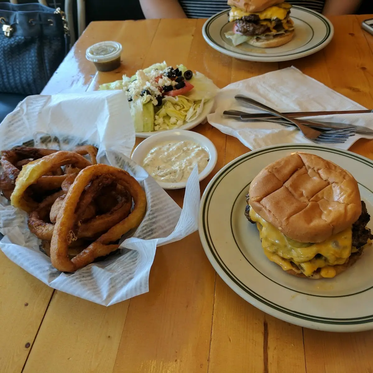 Double Cheeseburger and Onion Rings