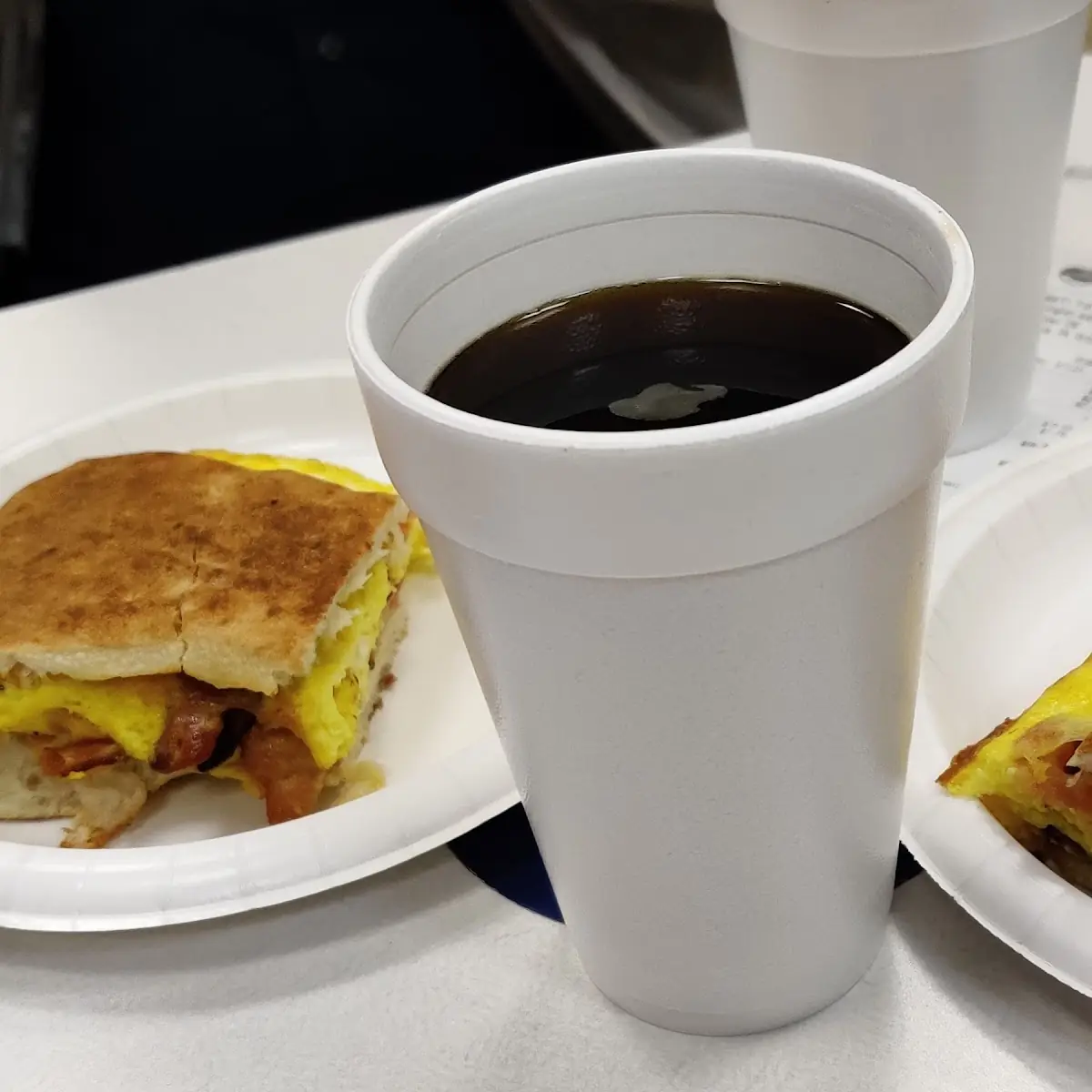 Coffee and Bacon Egg Cheese Panini