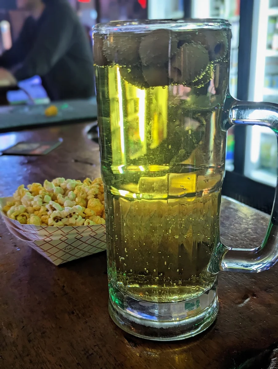Cold Beer with Olives and Popcorn