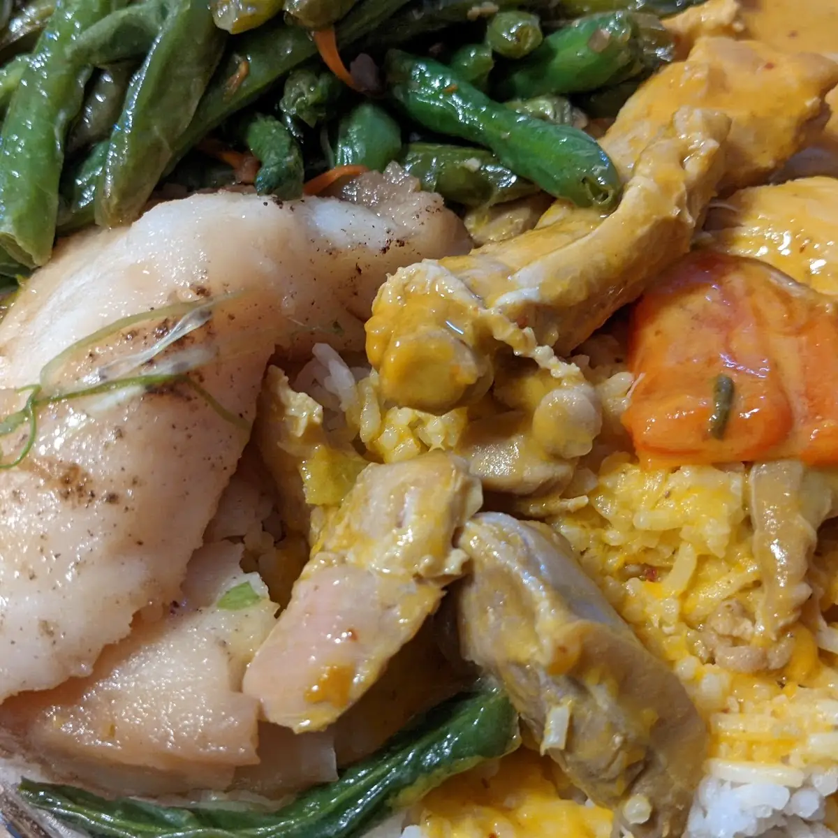 Steamed Fish and Curry Chicken