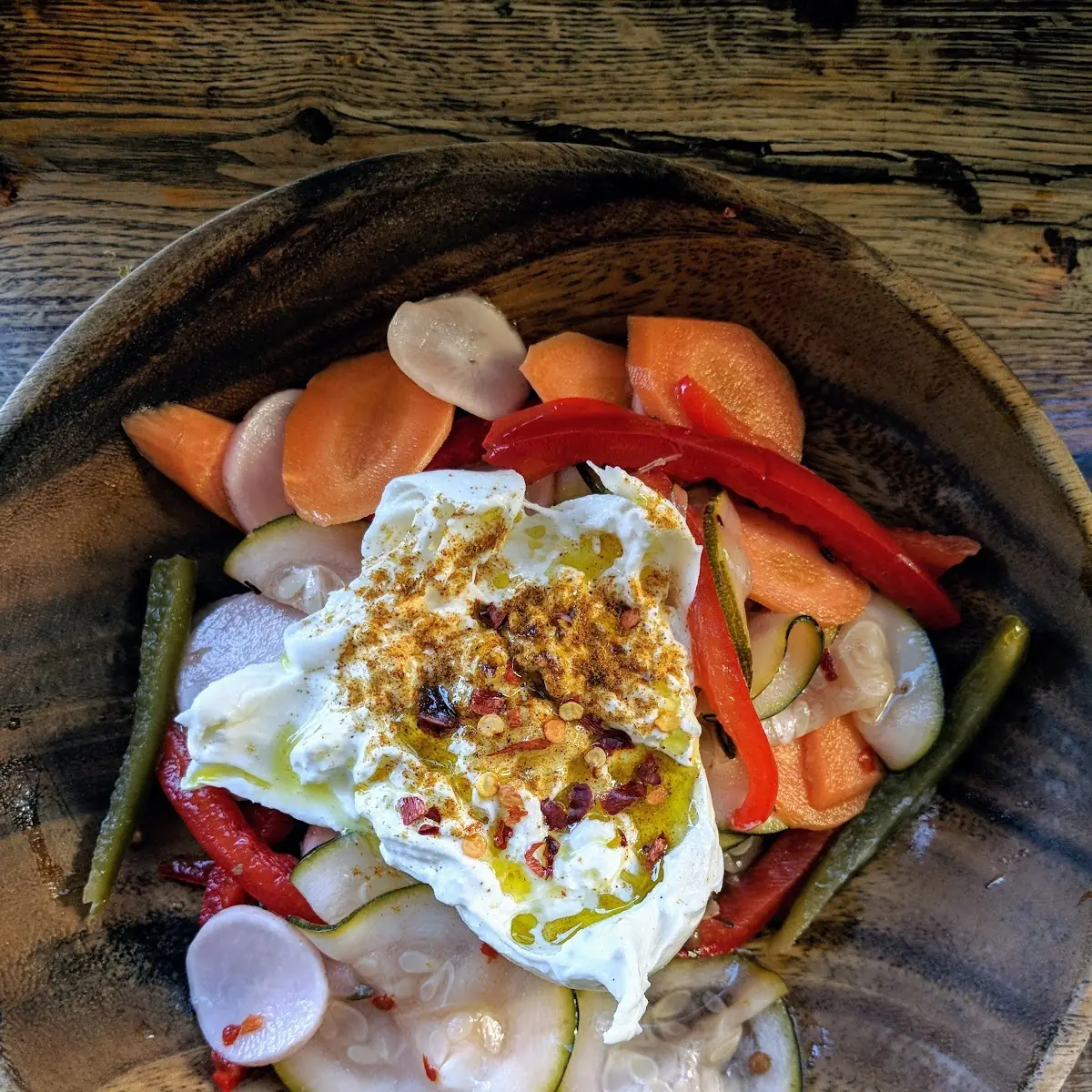 Burrata and Pickled Vegetables