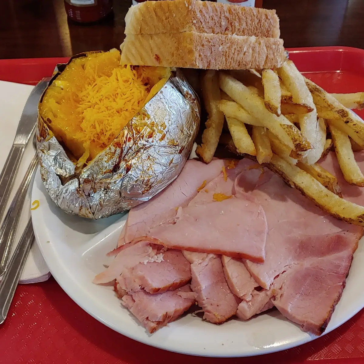Ham Plate with Baked Potato