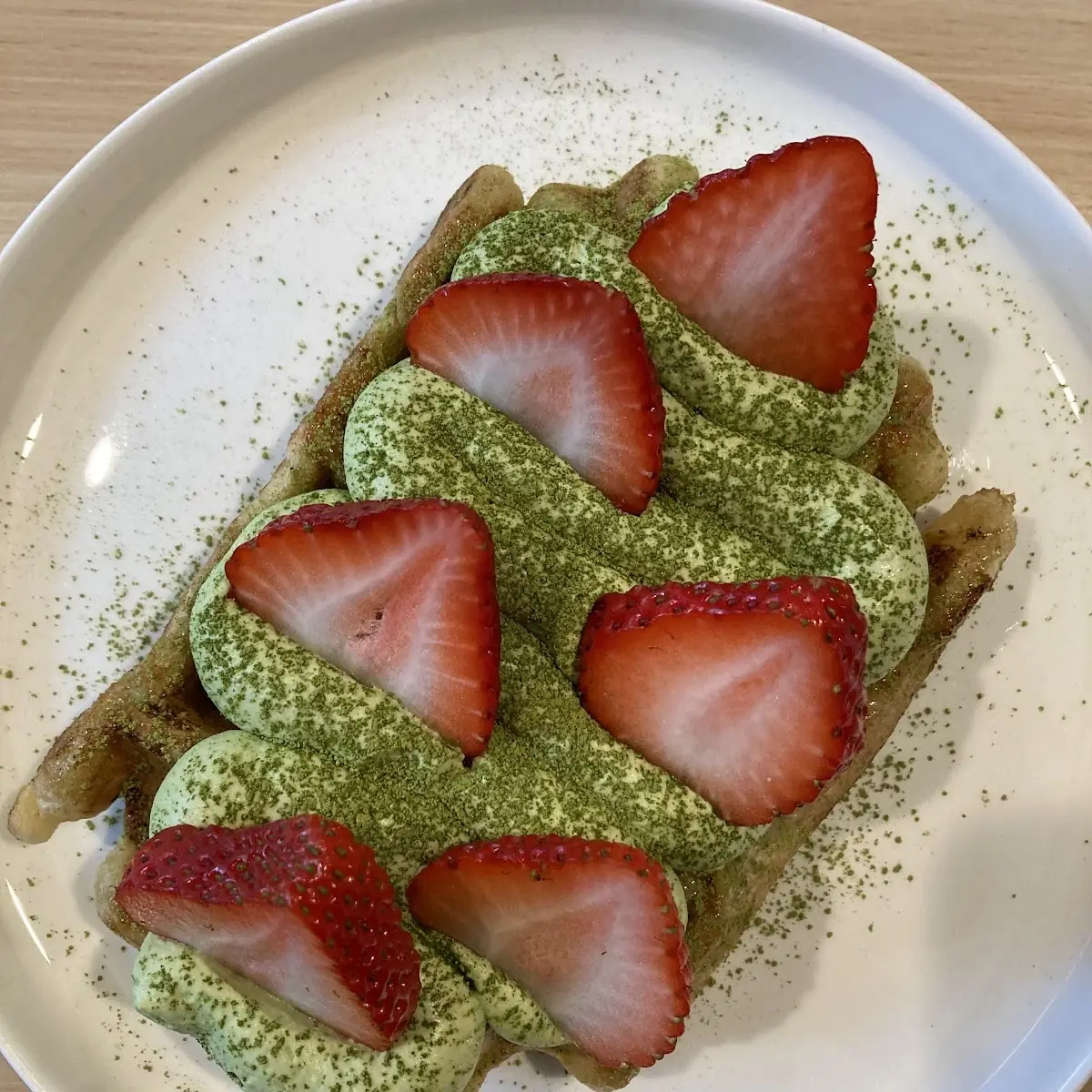 Strawberry Matcha Waffles