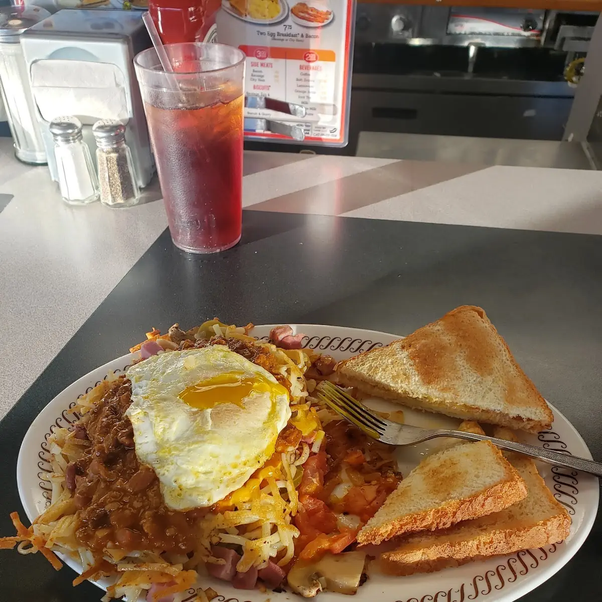Double Hashbrowns All the Way with an Overeasy Egg