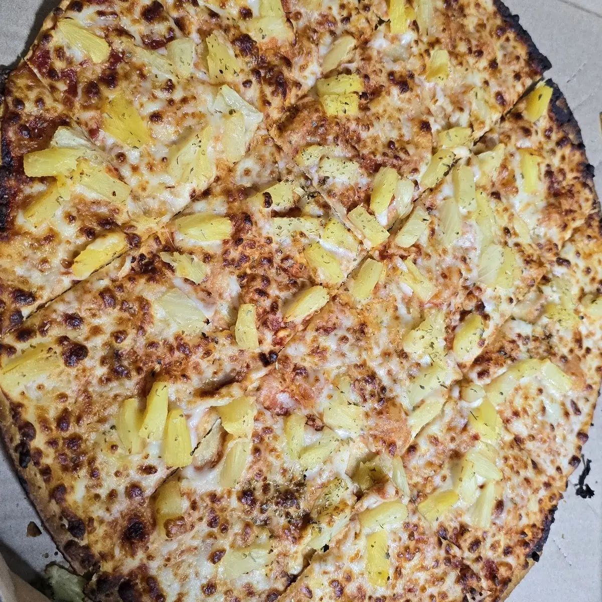 Thin Crust Pizza with Pineapple