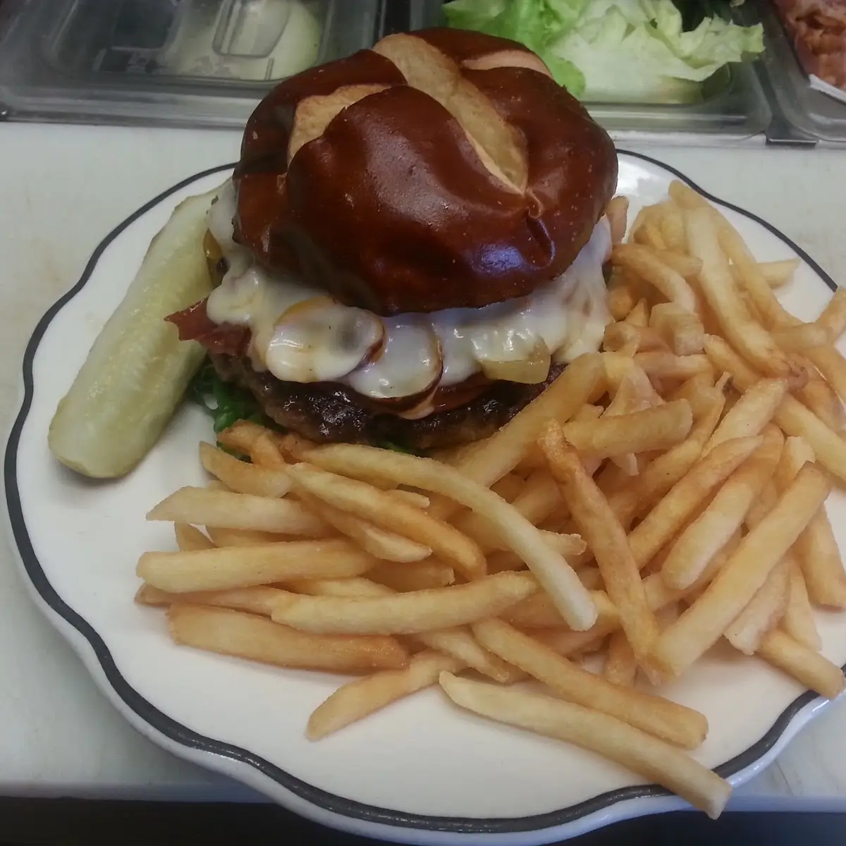 Italian Burger on a Pretzel Roll