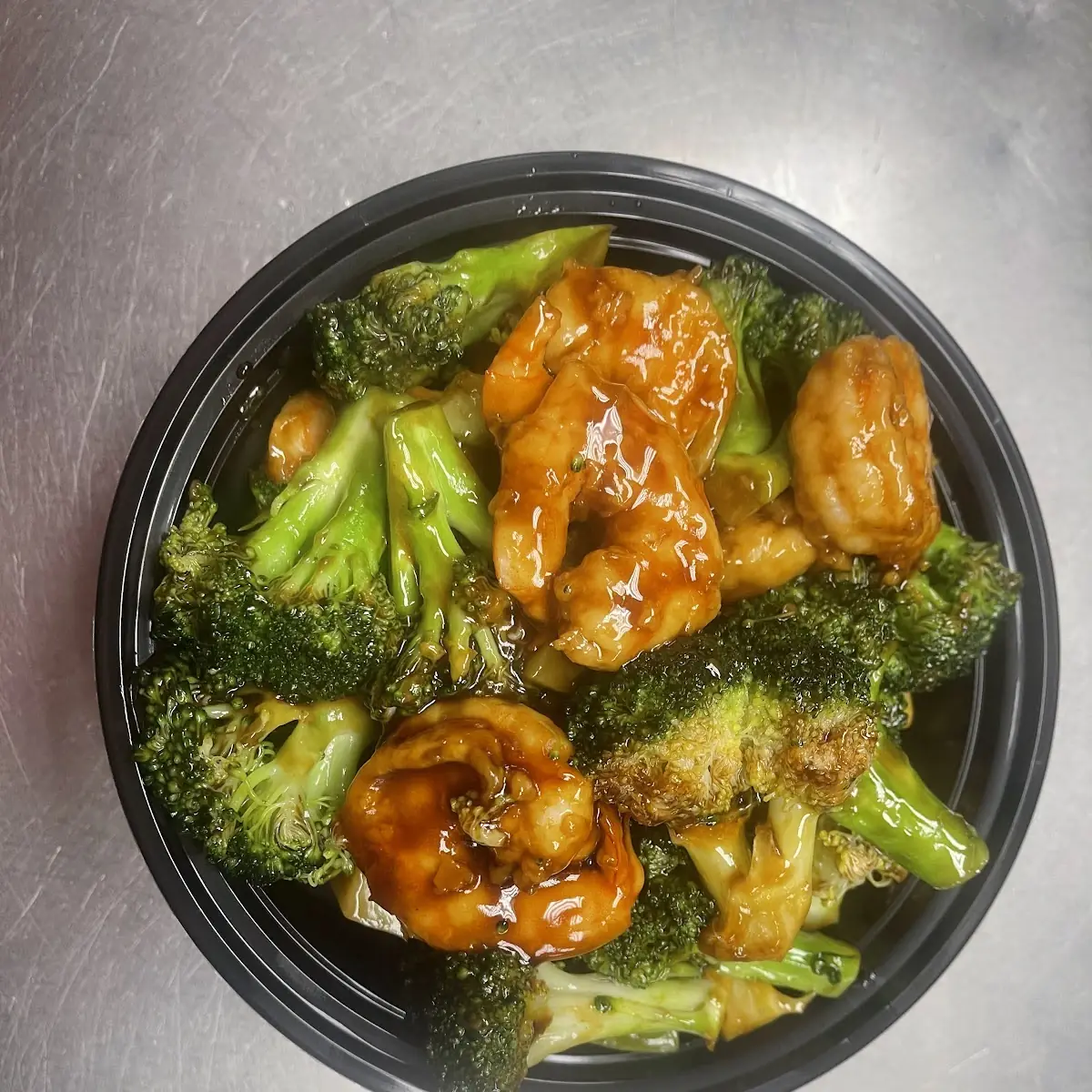 Steamed Broccoli with Jumbo Shrimp