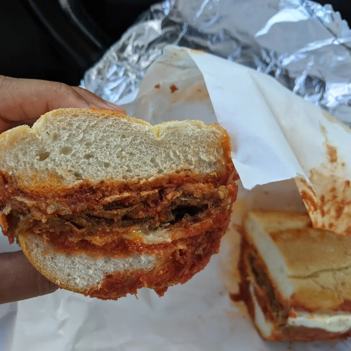 Eggplant Parmesan Hot Sandwich