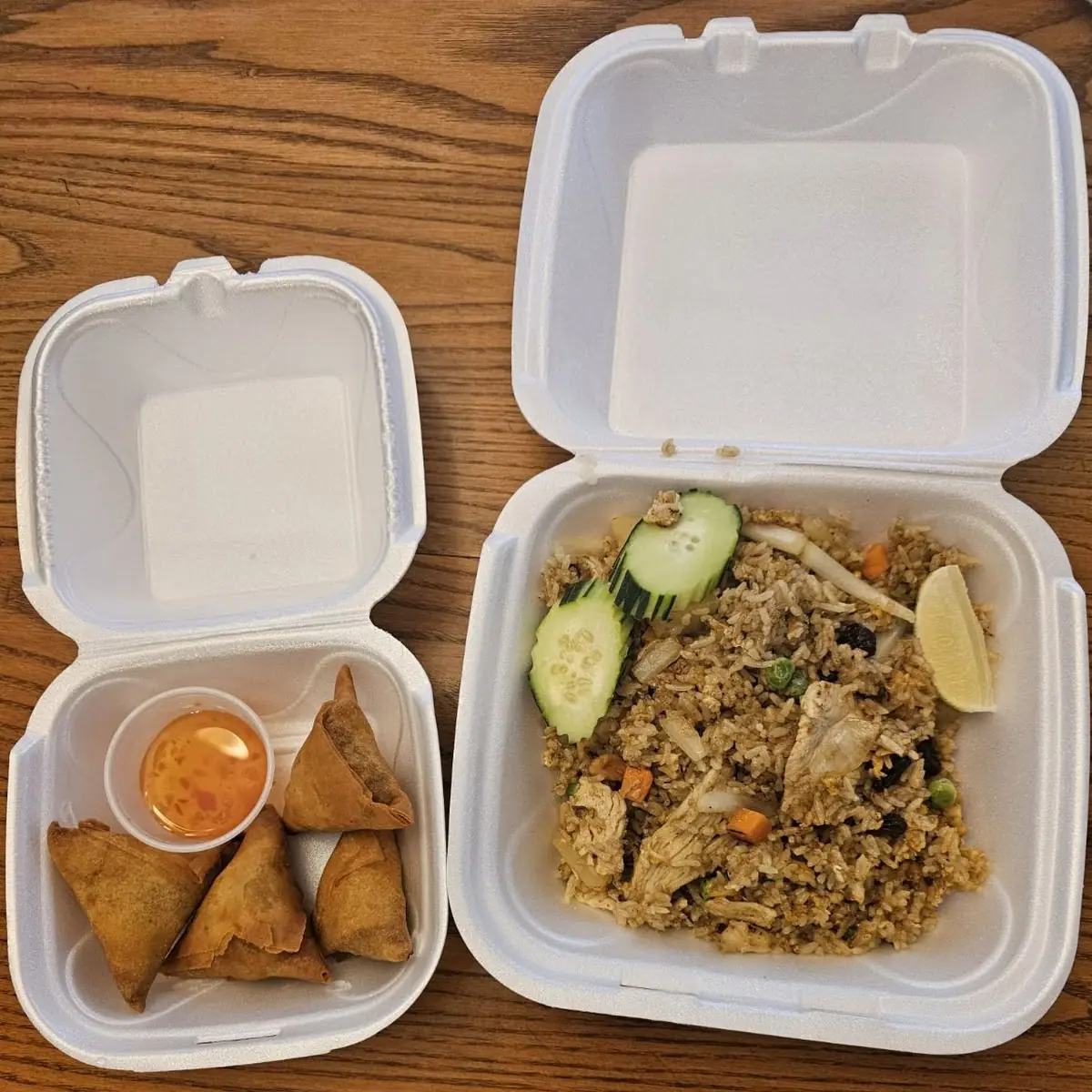 Samosas and Pineapple Fried Rice
