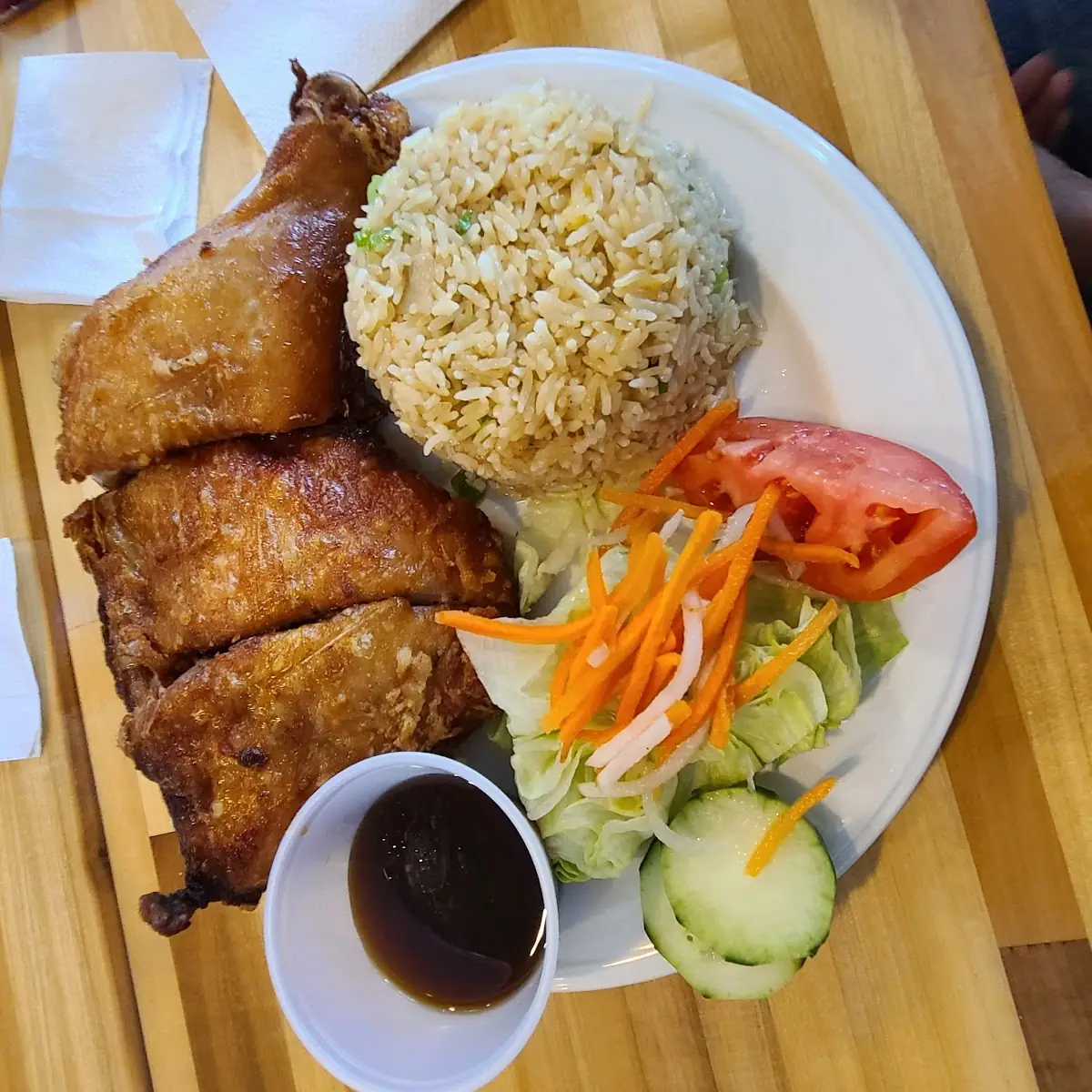 Five Spice Fried Chicken and Plain Fried Rice