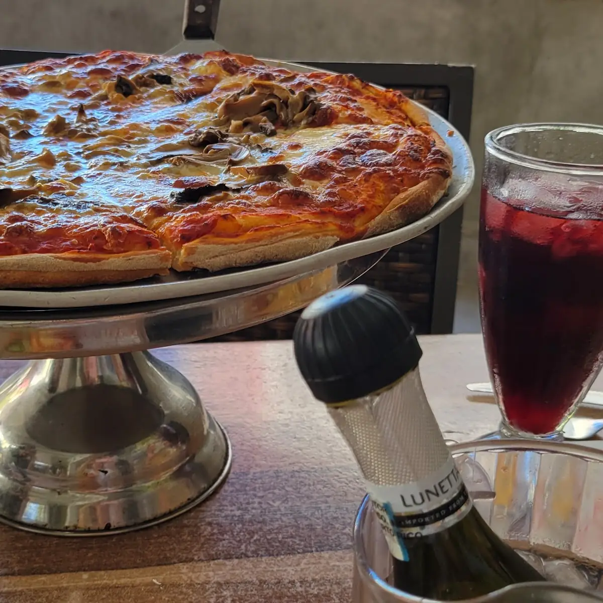 Mushroom Pizza and Sangría