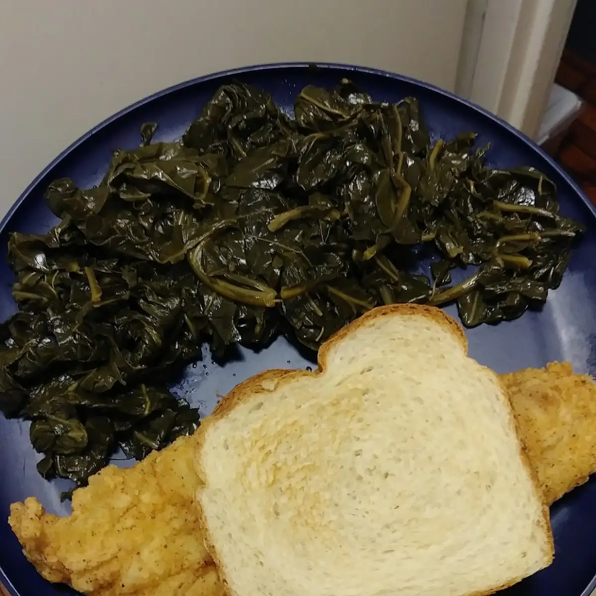 Fried Whiting Sandwich and Collard Greens