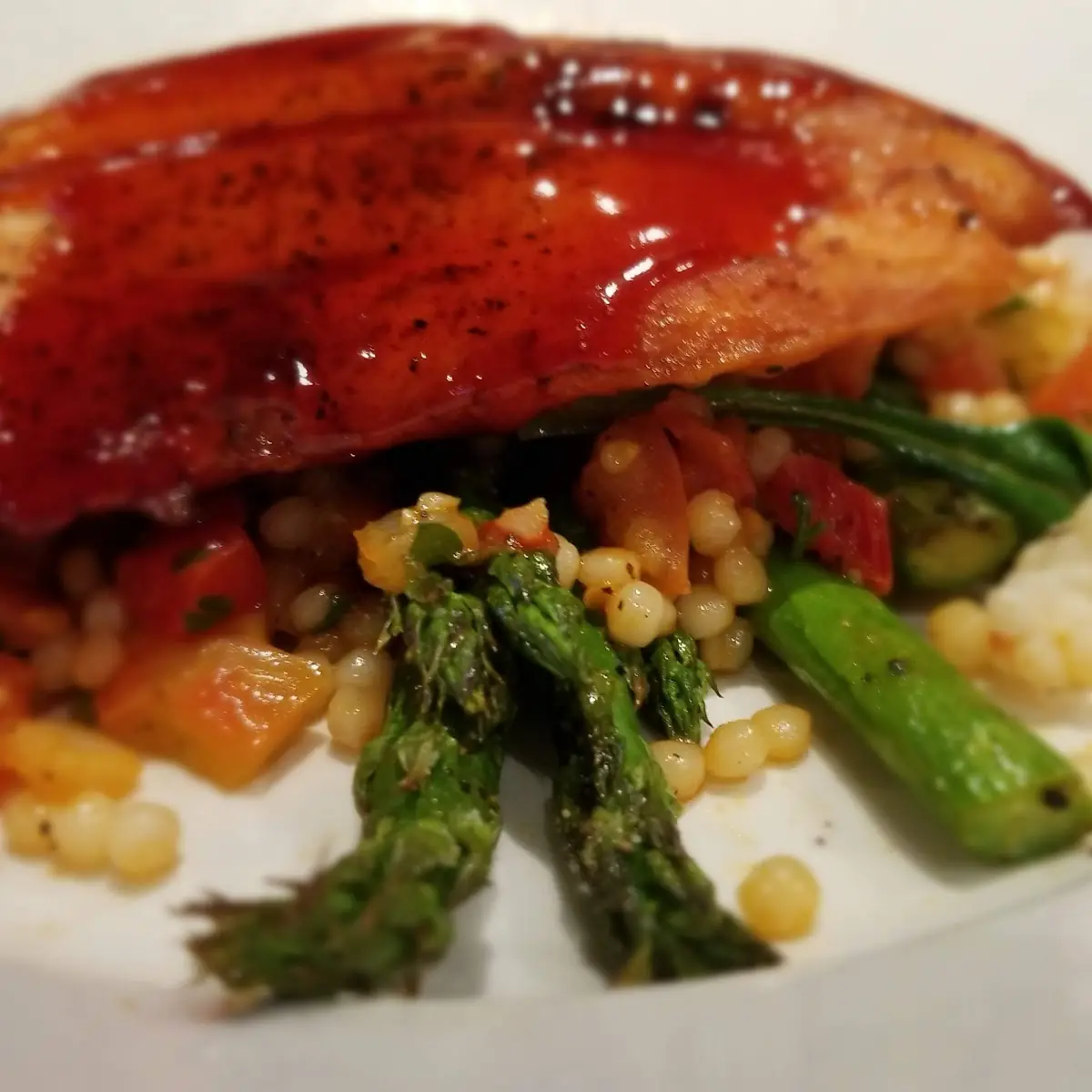 Enlightened Cherry Chipotle Glazed Salmon