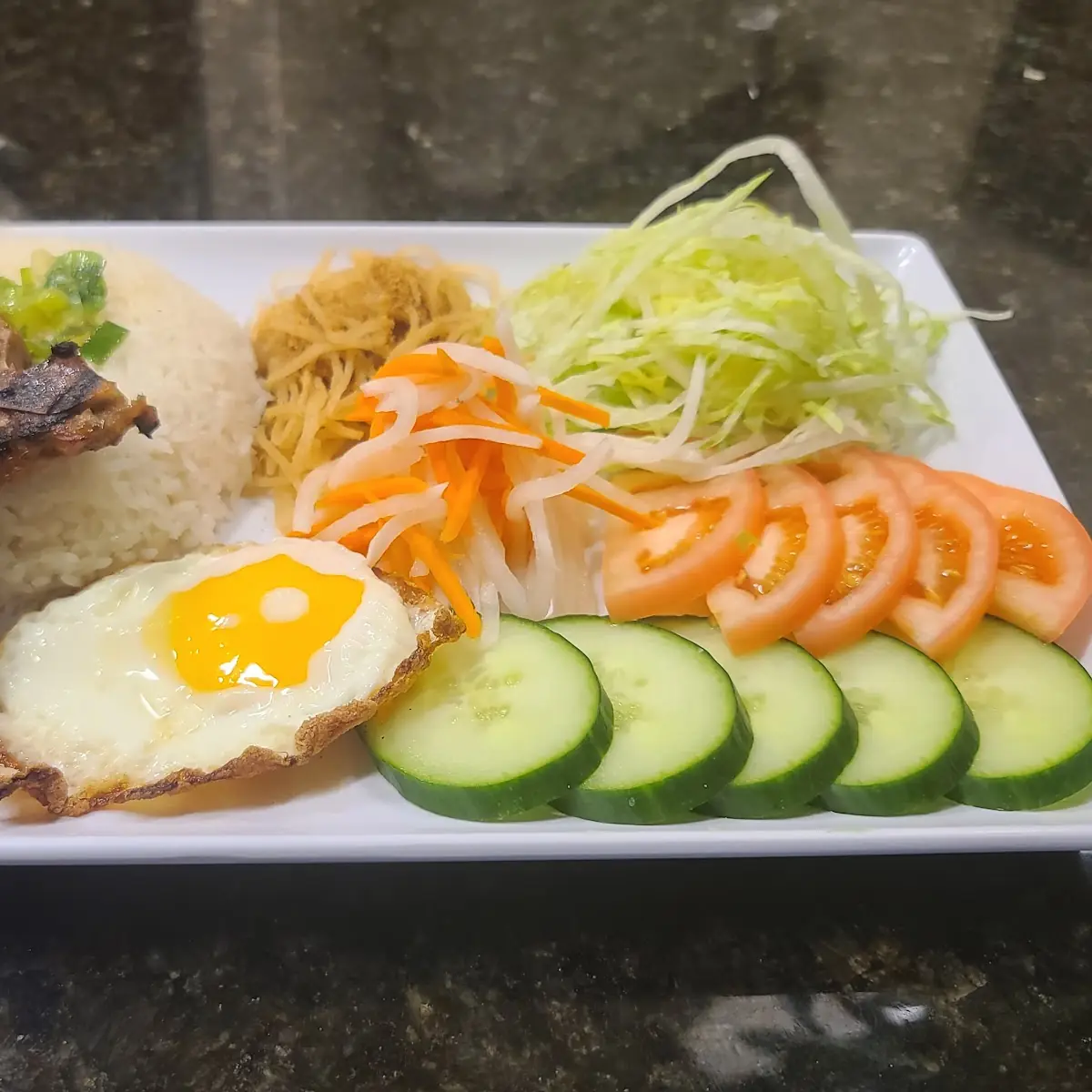 Rice With Grilled Pork Chop - Cơm Sườn Bì Chả