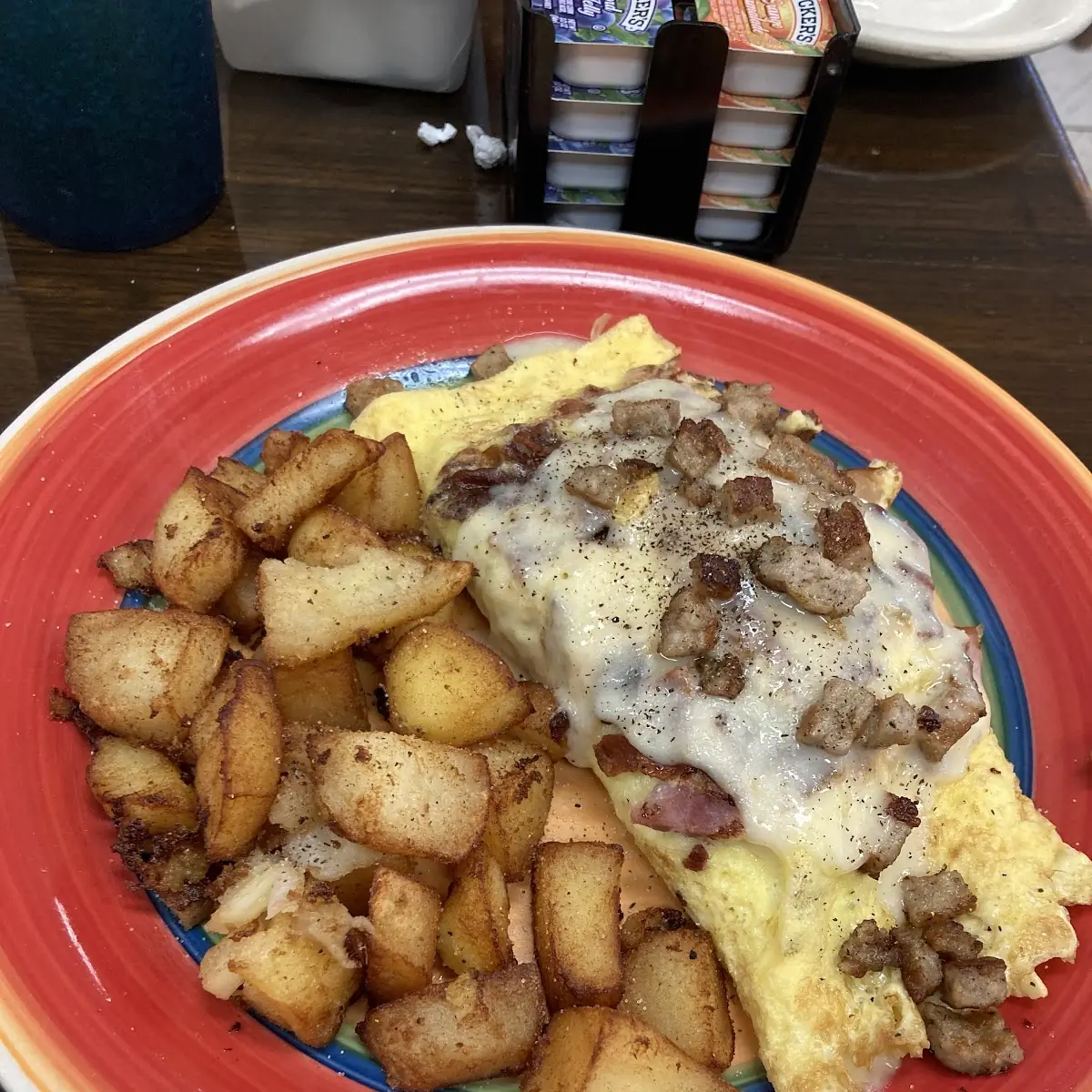 Meat Lovers Omelette with Cheddar Cheese