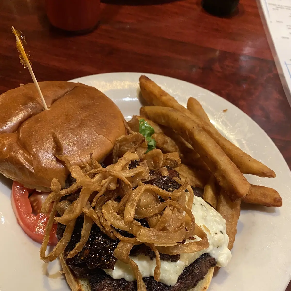 Peppercorn Bacon Burger and Fries