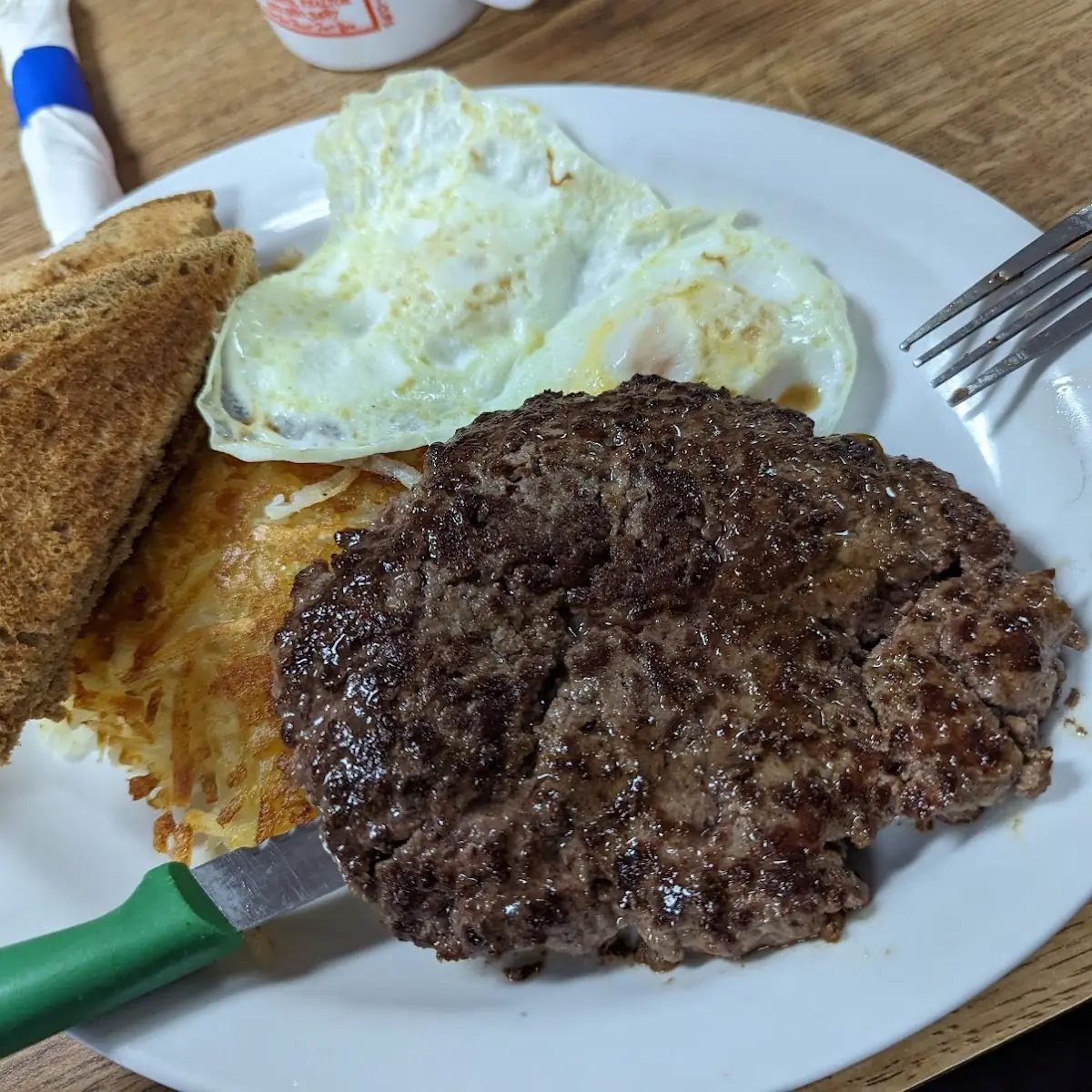 Hamburger Steak Eggs over Easy Hash Browns