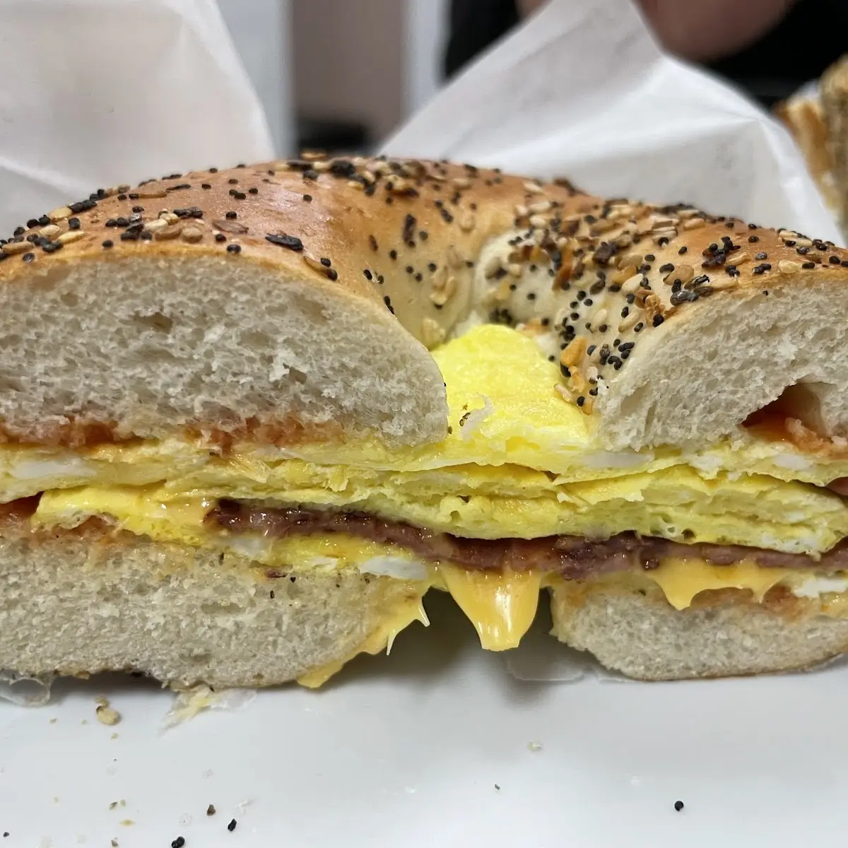 Egg and Cheese on a Bagel with Turkey Bacon