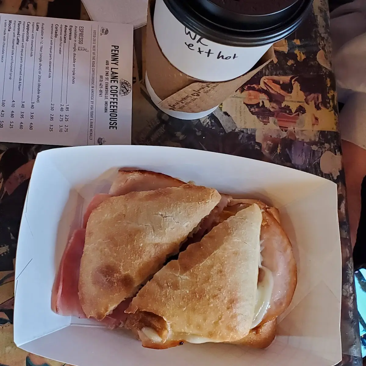 Janice's Ham & Cheese with Extra Hot Coffee
