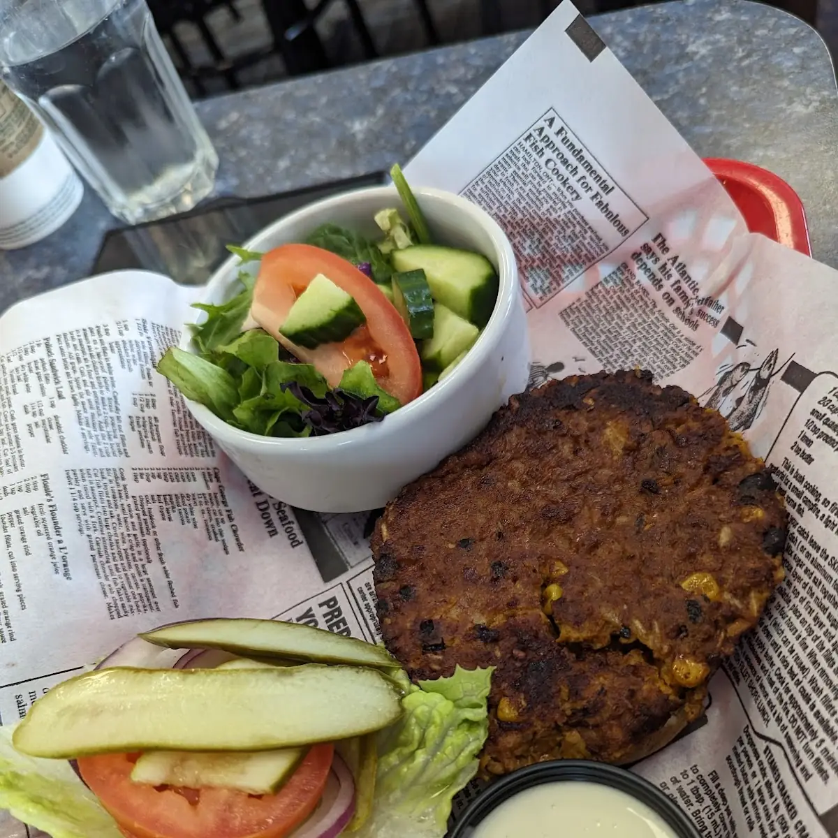 Black Bean Burger, Clifton Hill Family Restaurant
