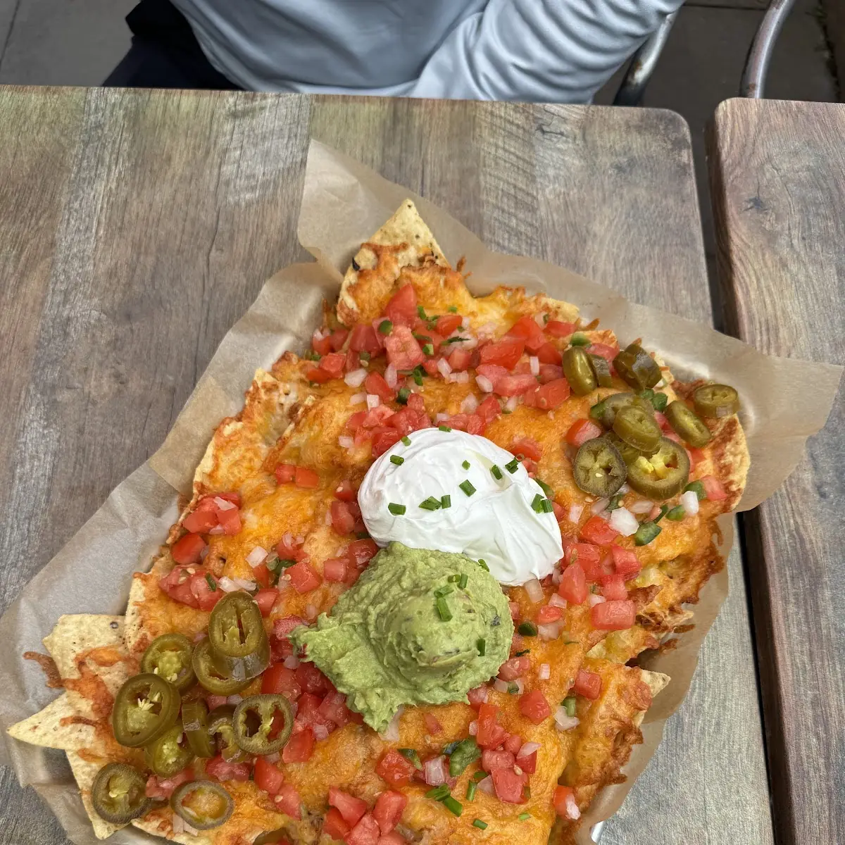 Cheese Nachos with Guacamole and Sour Cream