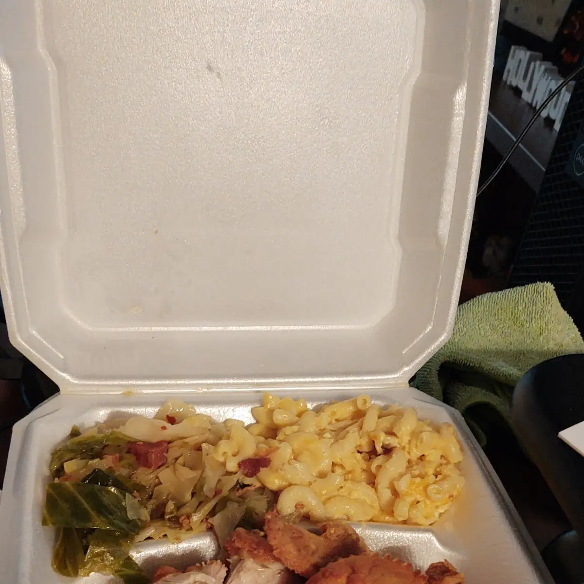 Fried Chicken Mac and Cheese Cabbage
