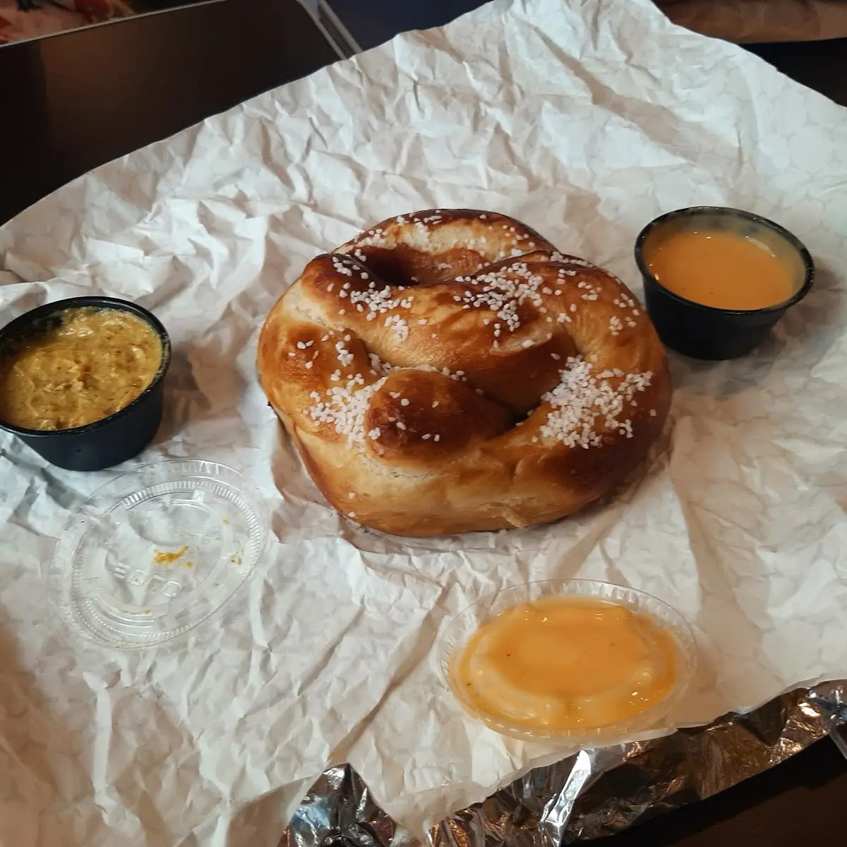 Soft Pretzel w Whiz & Mustard
