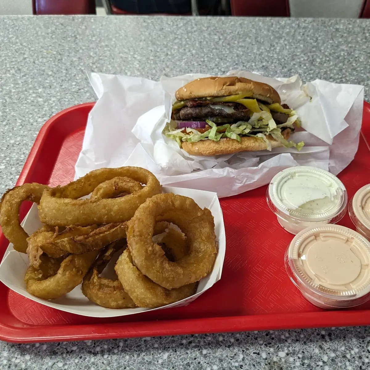 Bully Burger and Onion Rings