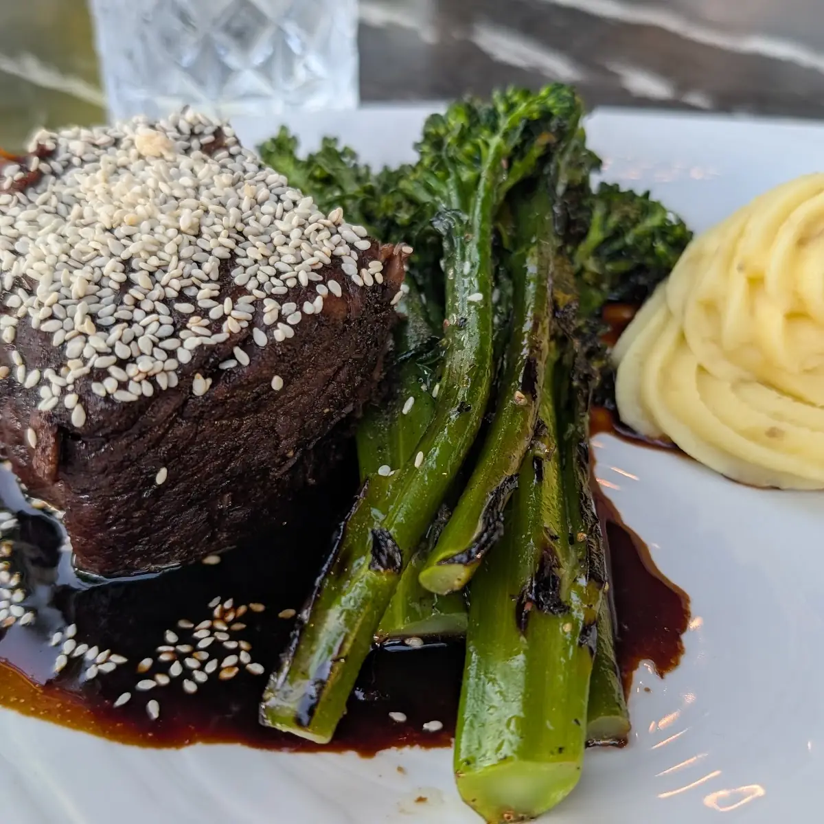 Short Ribs Broccoli and Mashed Potatoes