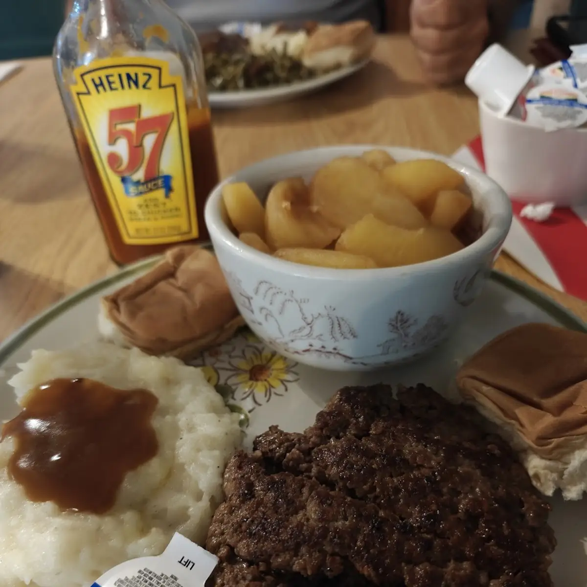 Hamburger Steak Mashed Potatoes and Apples