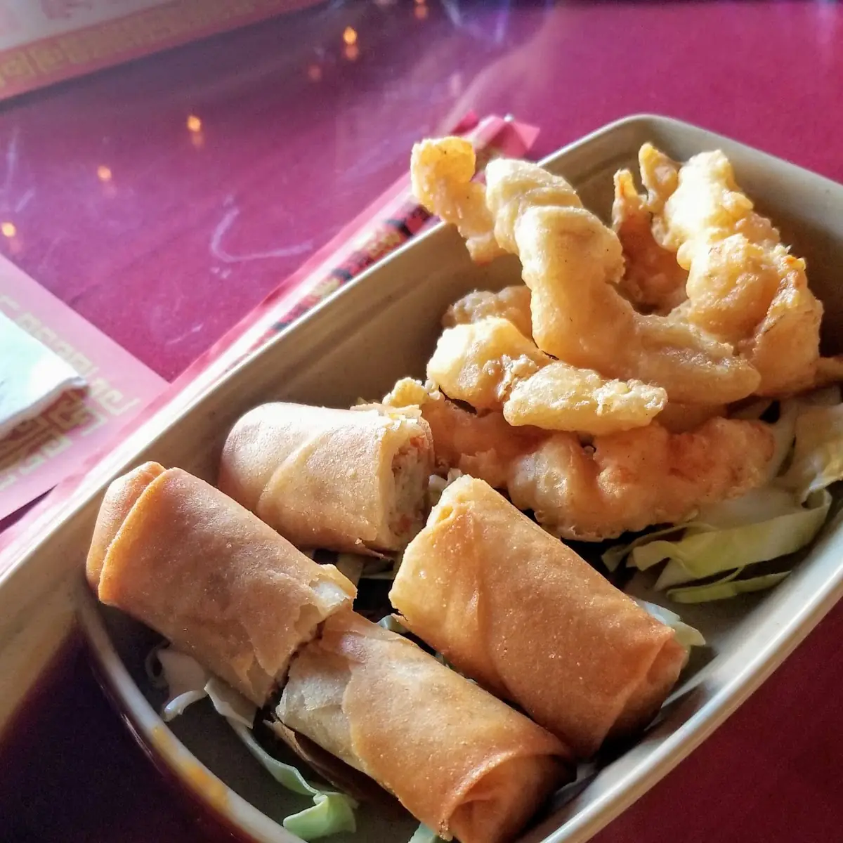 Egg Rolls and Prawns Appetizer