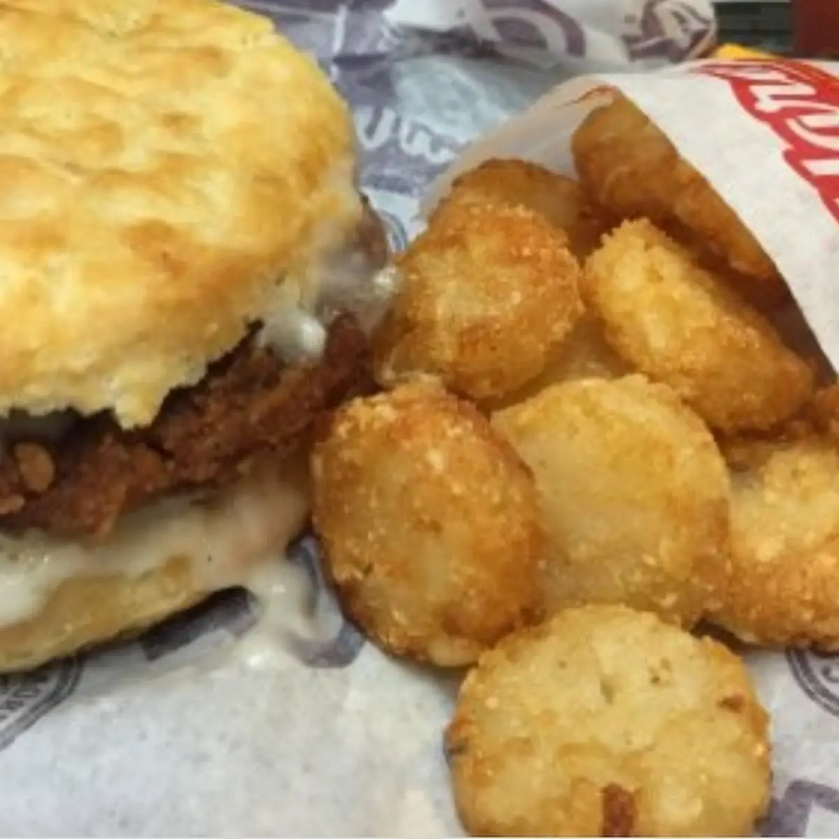 Sausage Gravy Biscuit with Hash Browns