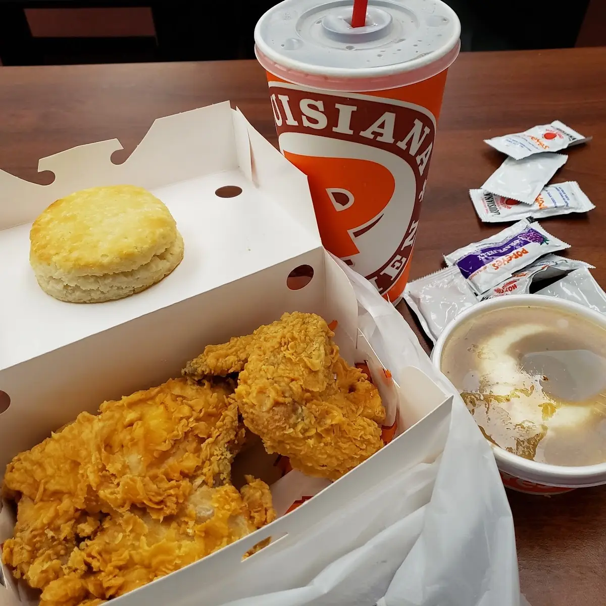 2pc Combo Special with Mashed Potatoes Gravy and a Drink