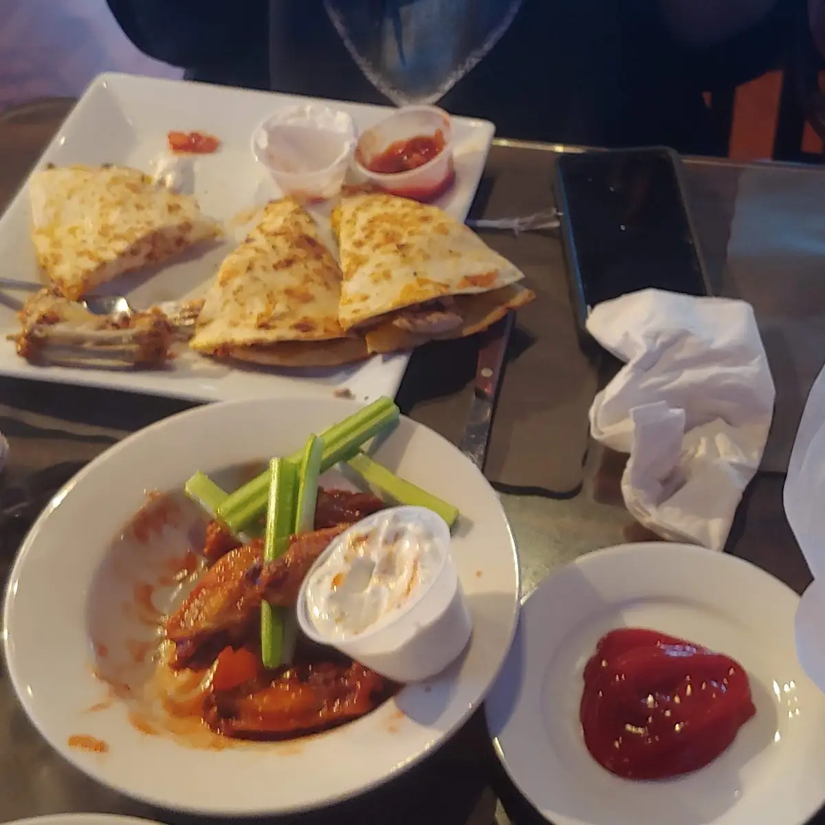 Honey BBQ Wings and Quesadillas