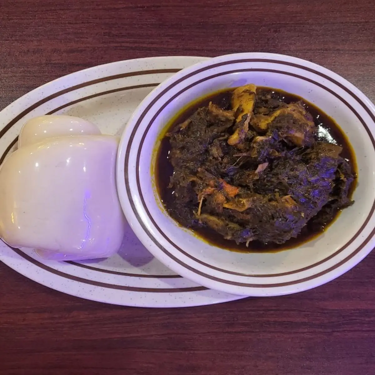 Empty okra served with fufu or Garri