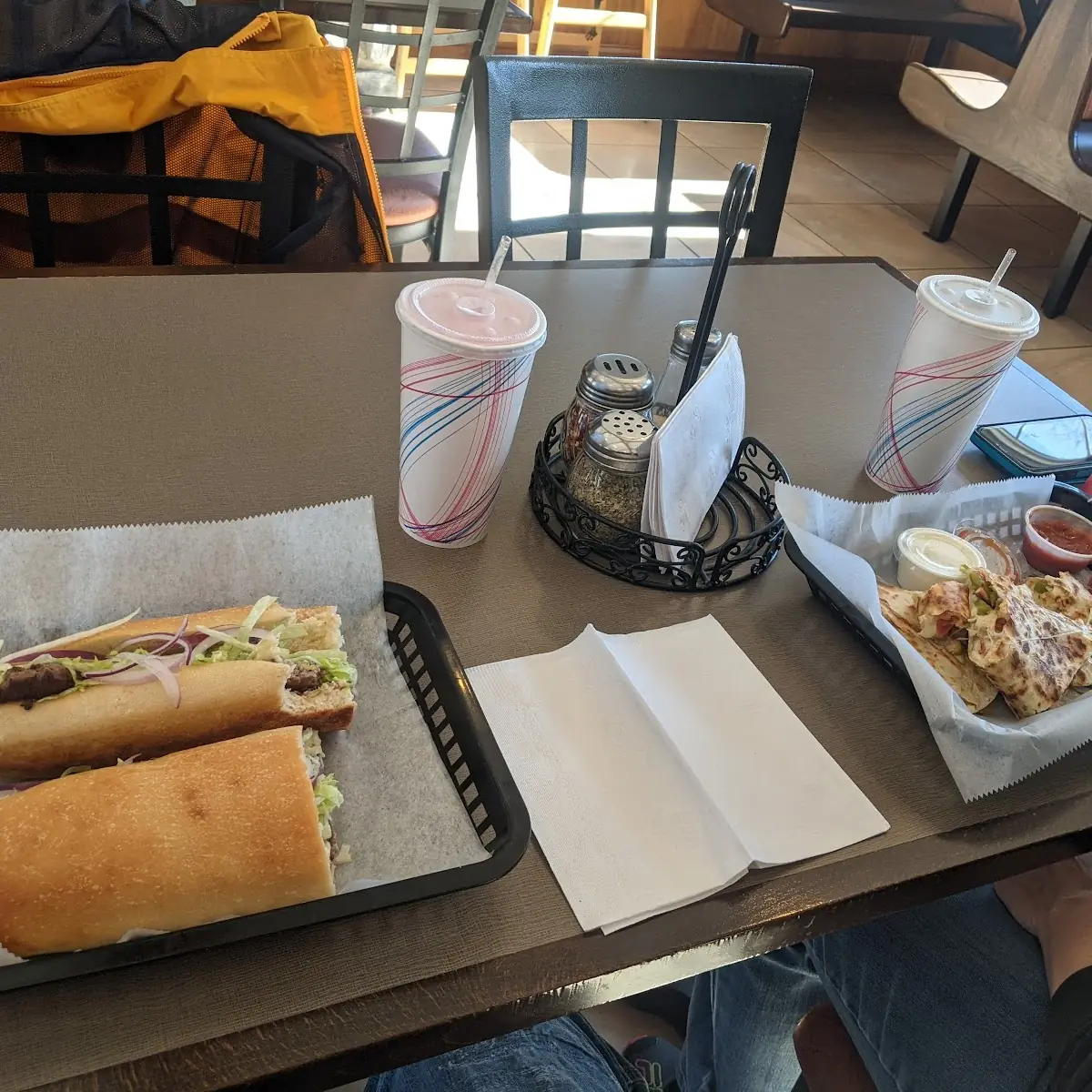 Large Cheese Burger Sub and Quesadilla