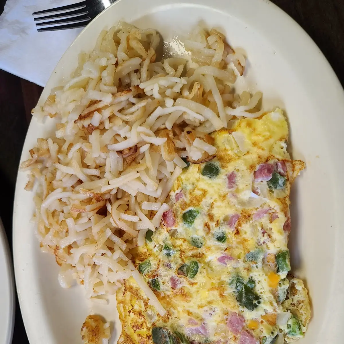 Ham & Cheese Omelet with Hashbrowns