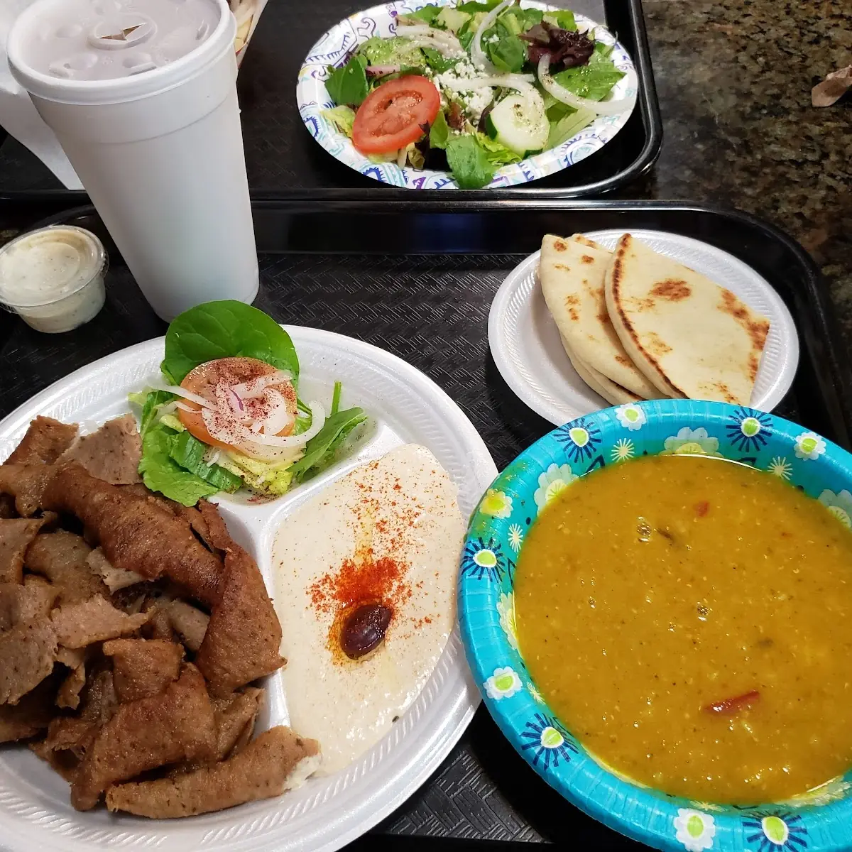 Gyro Plate with Lentil Soup