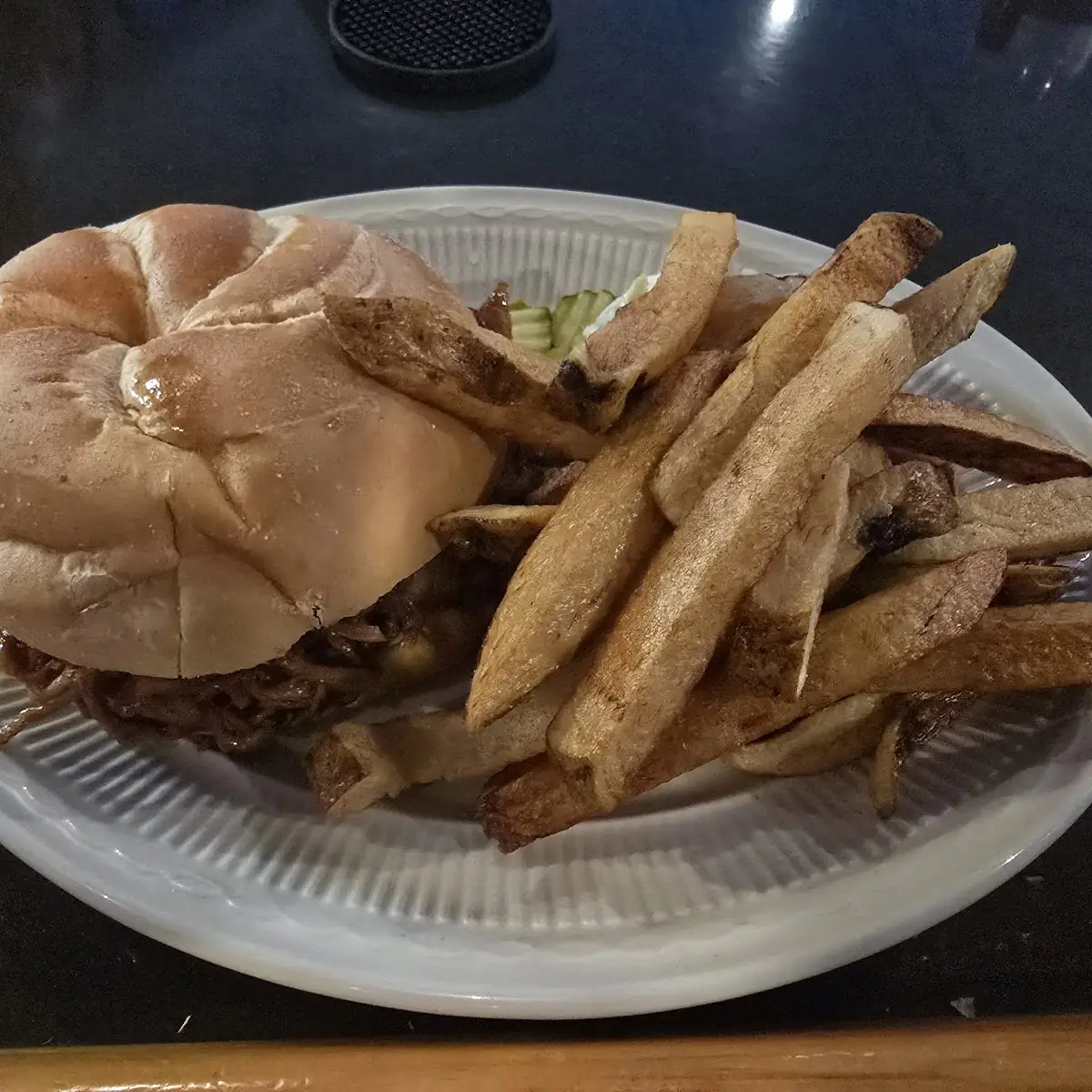 Pulled Pork Sandwich with French Fries