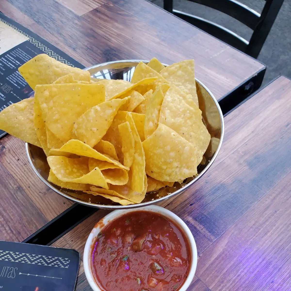 Tortilla Chips Salsa and Mango Margarita