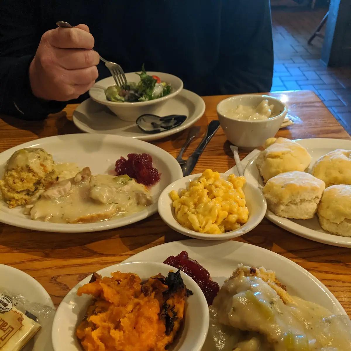 Dressing Mashed Potatoes Mac and Cheese Sweet Potato Cranberry Sauce Cornbread