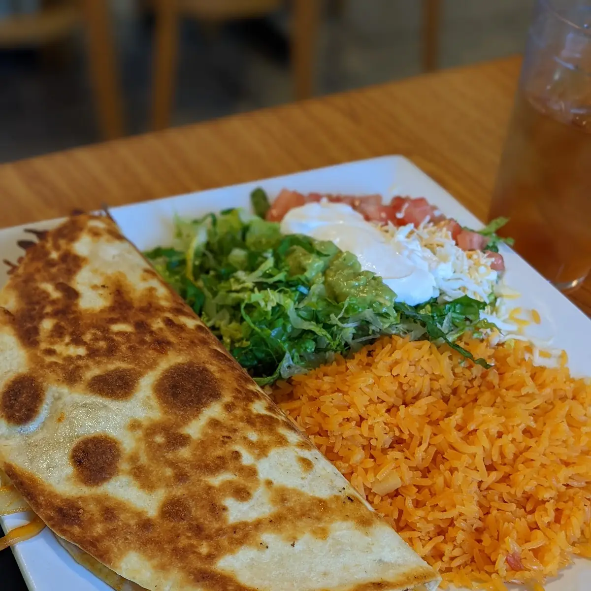 Cheese Quesadilla and Rice